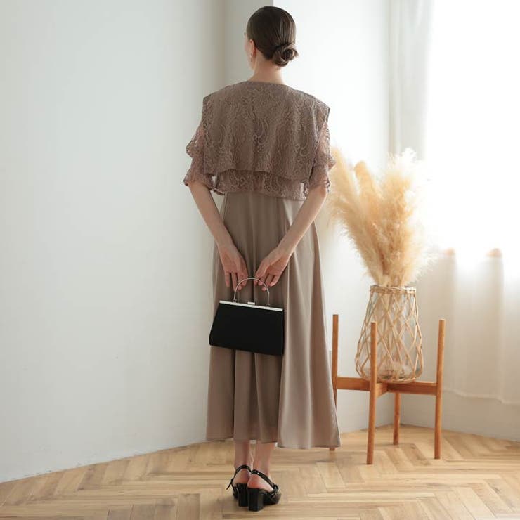 結婚式 およばれ ドレスレースボレロセット[品番：DY000029294