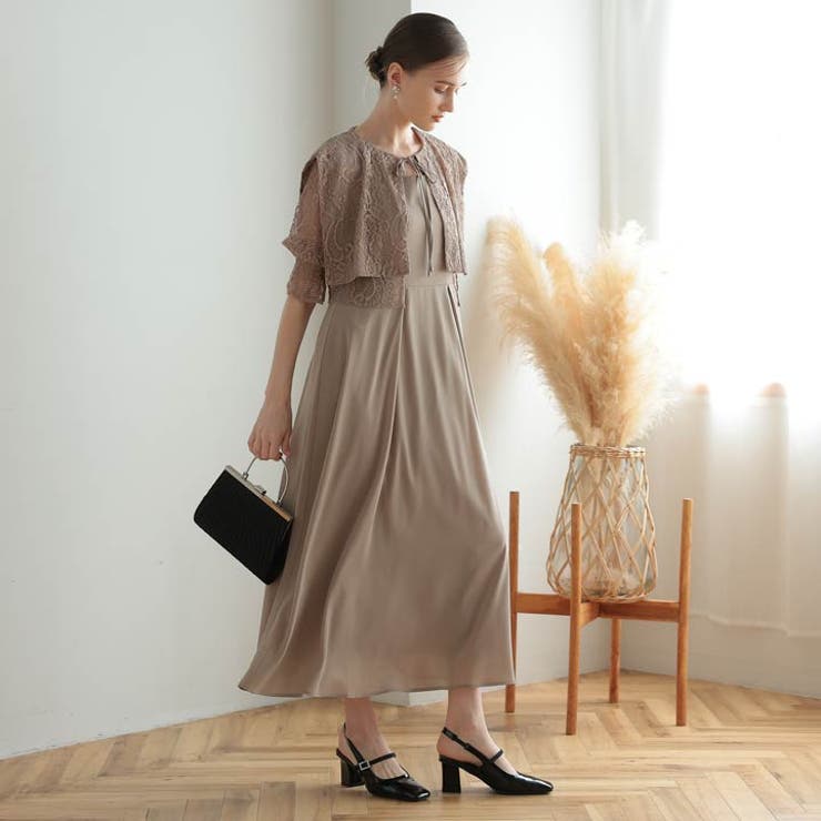結婚式 およばれ ドレスレースボレロセット[品番：DY000029294