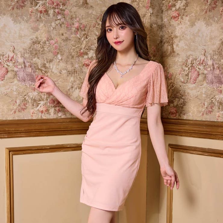 デイジーストアキャバドレスカシュクールレースサイドギャザー半袖タイトミニドレスキャバドレス大きいサイズセクシーナイトドレスキャバクラホステス水商売クラブパーティ可愛い衣装谷間盛りdazzy送料無料