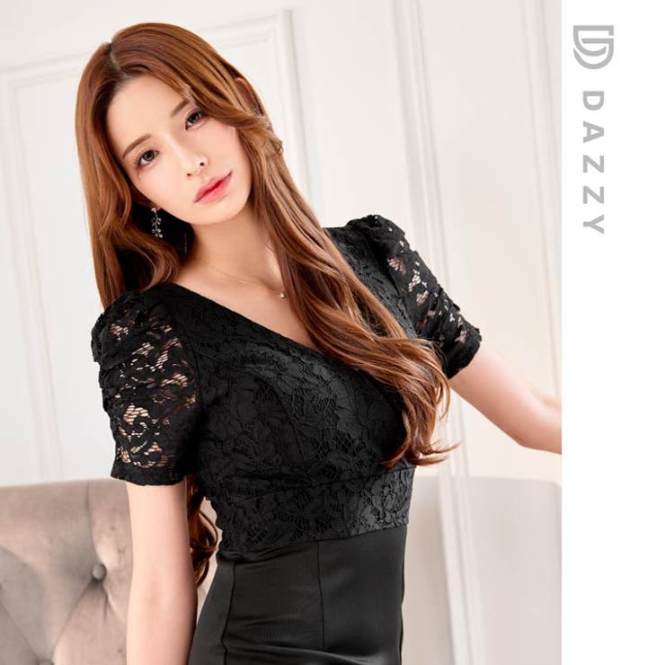 キャバドレス Vネック レース[品番：DY000029645]｜Dazzy（デイジー）のレディースファッション通販｜SHOPLIST（ショップリスト）