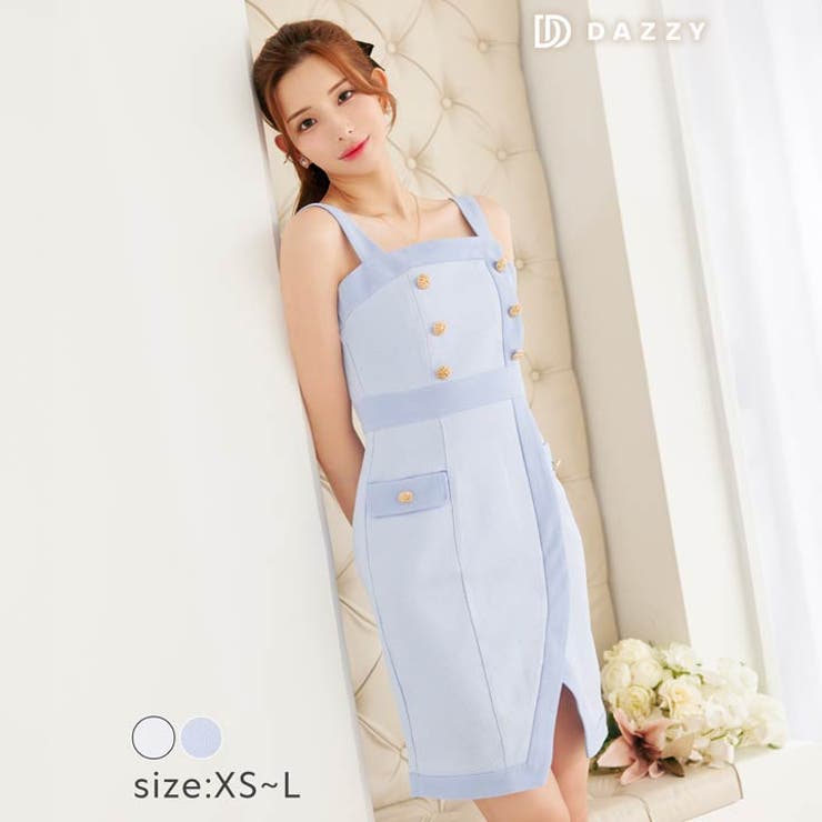 ツイードノースリーブ ゴールドボタン タイト | Dazzy | 詳細画像5 