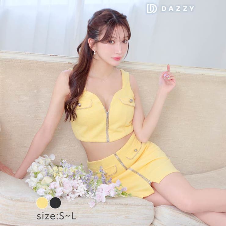 ＼即日発送／デイジーストアキャバドレスフロントジップラインストーンノースリーブセットアップドレスキャバドレス大きいサイズセクシーナイトドレスキャバクラホステス水商売クラブパーティ
