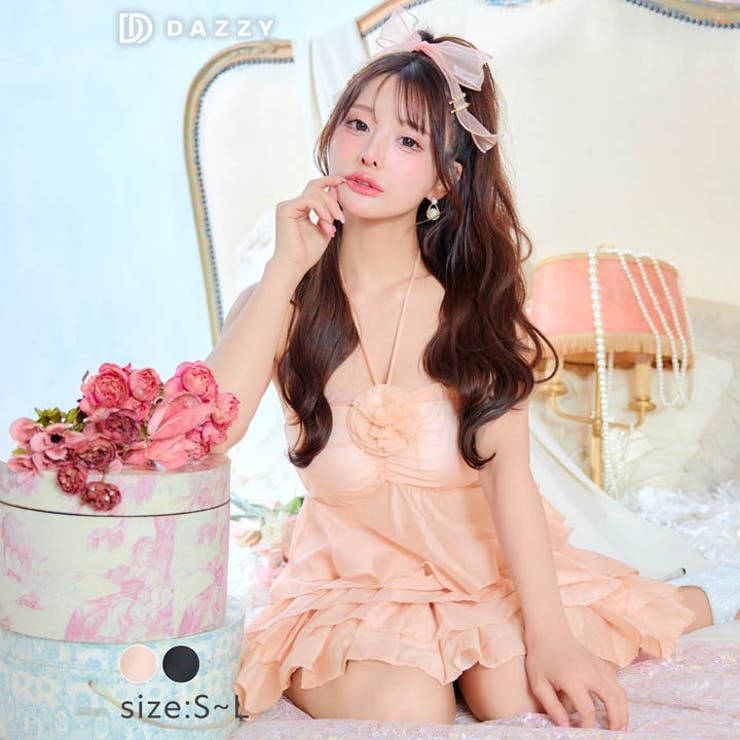 【韓国発】ローズホルターネックミディアムキャバドレス デイジーストア キャバドレスローズ ホルターネック[品番