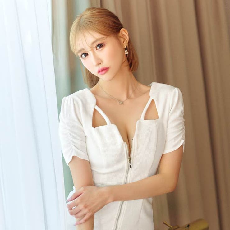 デイジーストア キャバドレススクエアコード フロントジップ | Dazzy | 詳細画像4 