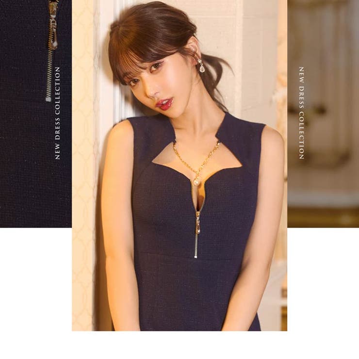 デイジーストア キャバドレス パールネックレスフロントジップノースリーブタイトミ… | Dazzy | 詳細画像12 