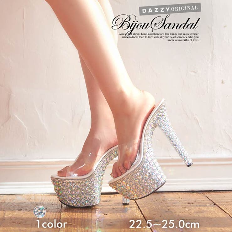 クリアサンダル - ファッション通販SHOPLIST（ショップリスト） [トブイシューズ] クリアサンダル ミュール クリア サンダル レディース チャンキーヒール かわいい 大きいサイズ キラキラ 歩き