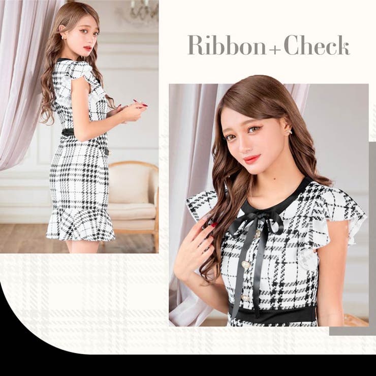 デイジーストア キャバドレスモノトーン チェック[品番：DY000030721