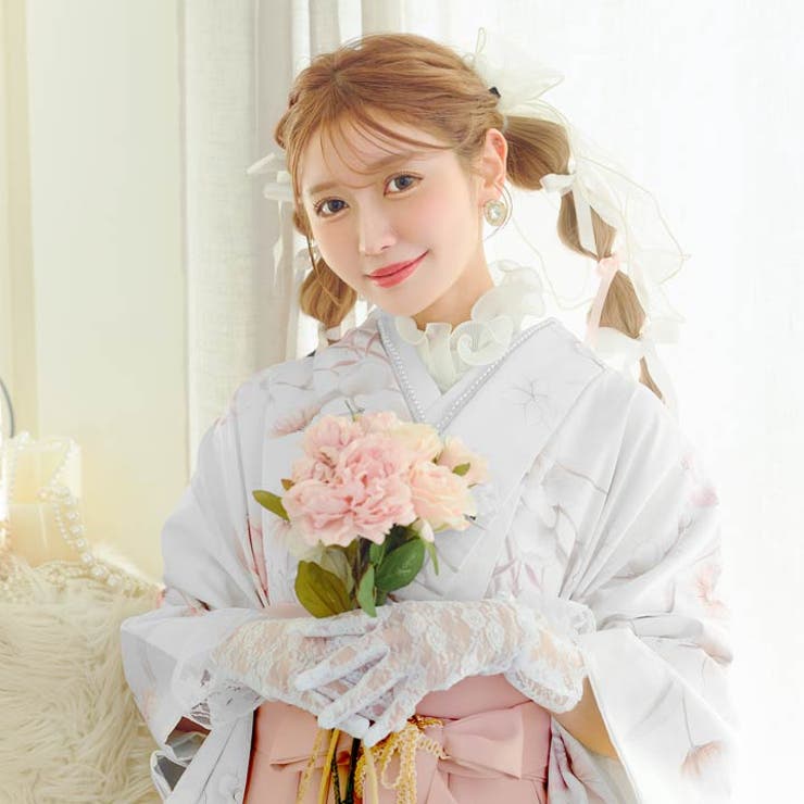 【2024最新】SNSで話題・人気の商品のおすすめアイテム 3点SET]薔薇×チューリップ柄二尺袖・袴[品番：DY000030927 トップス