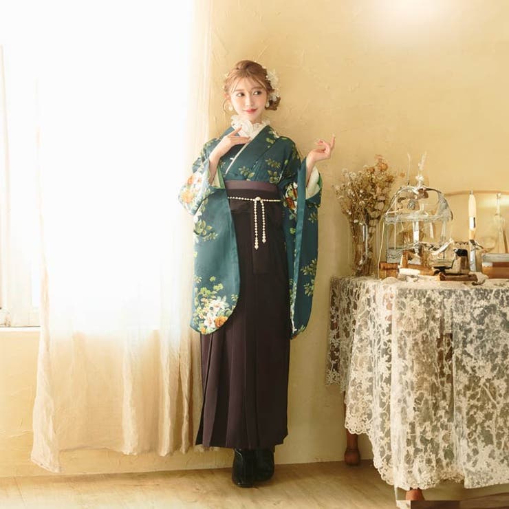 [3点SET]百合×薔薇ブーケ二尺袖・袴 | Dazzy | 詳細画像2 