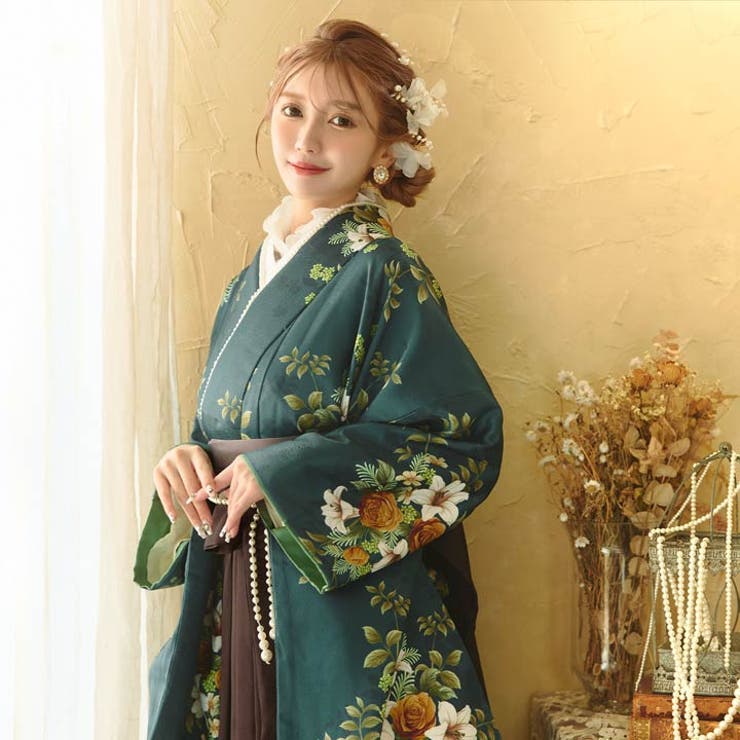 [3点SET]百合×薔薇ブーケ二尺袖・袴 | Dazzy | 詳細画像4 