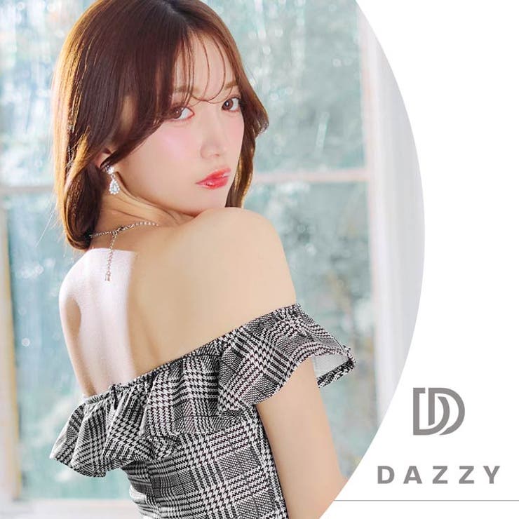 [SMLサイズ]フリルグレンチェックオフショルマーメイドミニドレス | Dazzy | 詳細画像12 