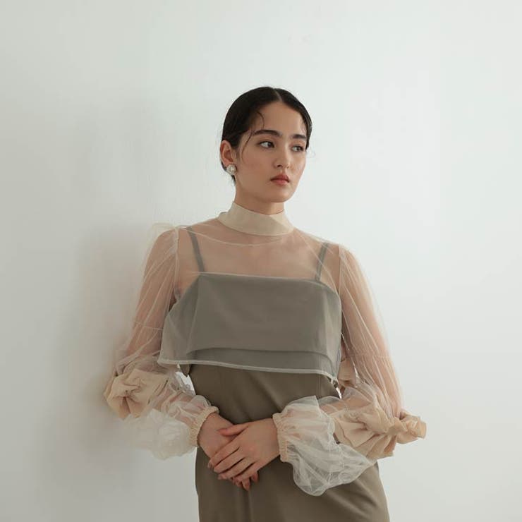 [SMサイズ]ギャザーフリルトップス＆キャミソールタイトワンピースアンサンブルパ… | Dazzy | 詳細画像7 