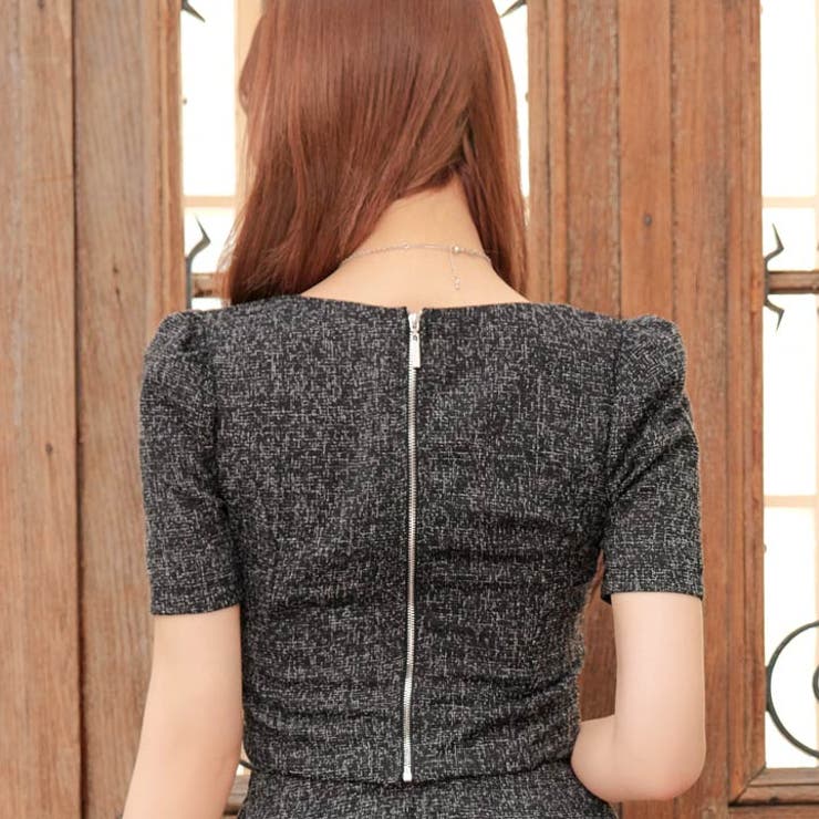 [SMLサイズ]ラインストーンツイードパールボタンAラインミニセットアップ | Dazzy | 詳細画像9 