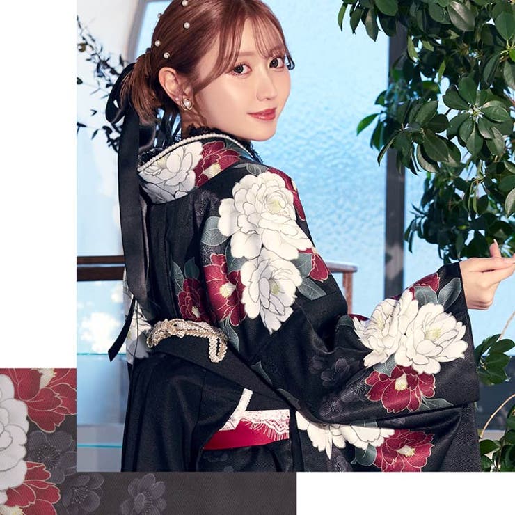 [3点SET]漆黒紅牡丹柄二尺袖・袴 | Dazzy | 詳細画像14 