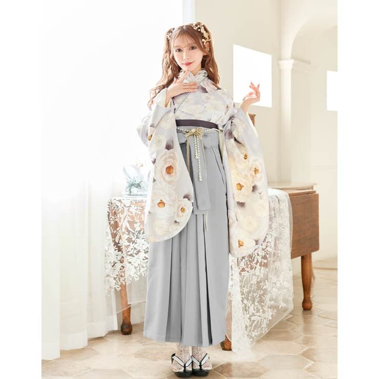 [3点SET]レトロ牡丹×椿柄二尺袖・袴 | Dazzy | 詳細画像2 