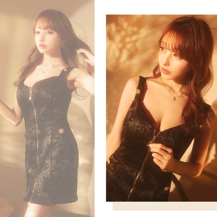 [0~2 3サイズ展開] ジャガードフロントジップボタンビジューノースリーブタイ… | Dazzy | 詳細画像13 