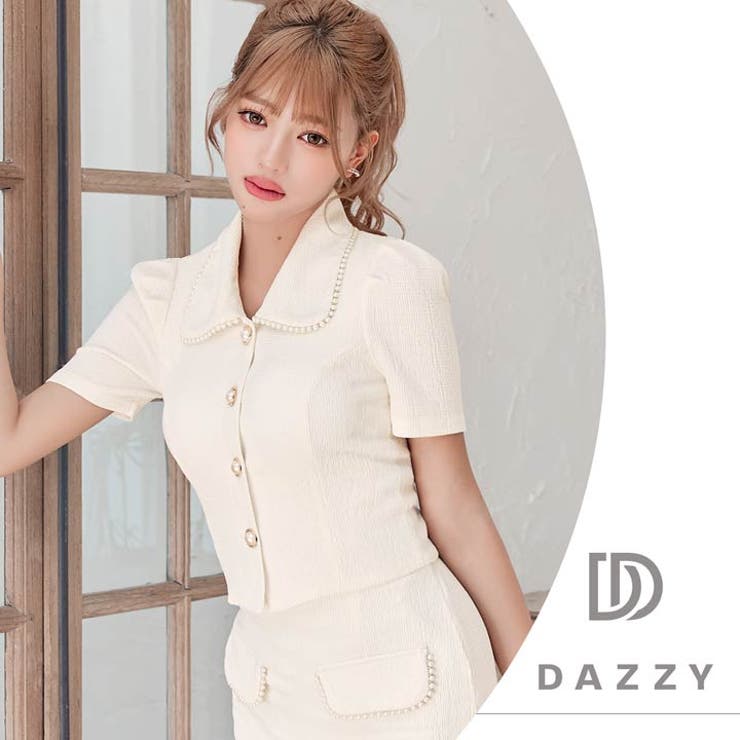 [セットアップ] 襟付きパールボタンフェイクポケット半袖 タイト | Dazzy | 詳細画像12 