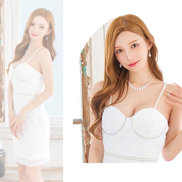 キャミソールビジューフラワーレースタイトミニドレス[SML/3サイズ展開] | Dazzy | 詳細画像14 