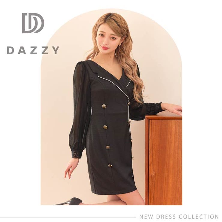 [SML 3サイズ展開] テーラードカラーダブルボタンパイピング長袖タイトミニド… | Dazzy | 詳細画像12 