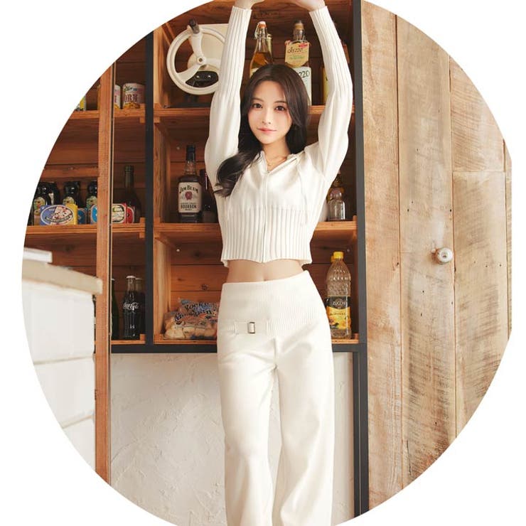 リブニットジップパーカー&ロングパンツセットアップ [カジュアル dazzy | Dazzy | 詳細画像12 