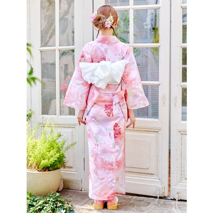 フェミニン水彩牡丹柄浴衣【2025年新作 YUKATA by[品番：DY000032123