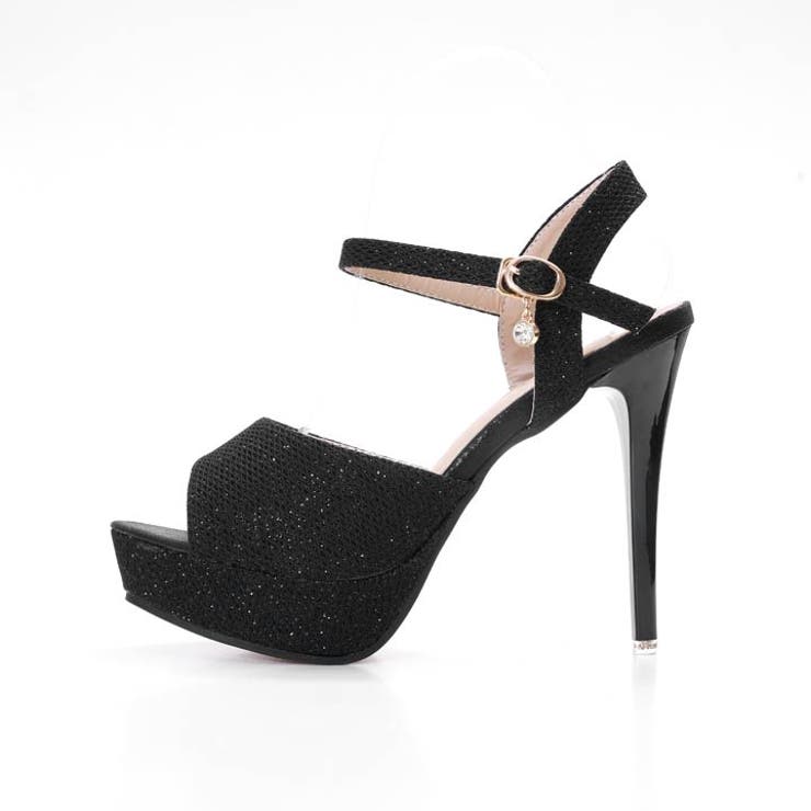 [12cmヒール ]格子柄ビジューチャーム ラメサンダル | Dazzy | 詳細画像4 