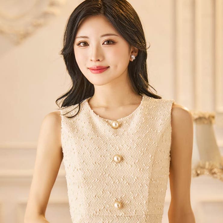 [MOARADY]ラメパールボタンビジューノースリーブタイトミニドレス[SML … | Dazzy | 詳細画像4 