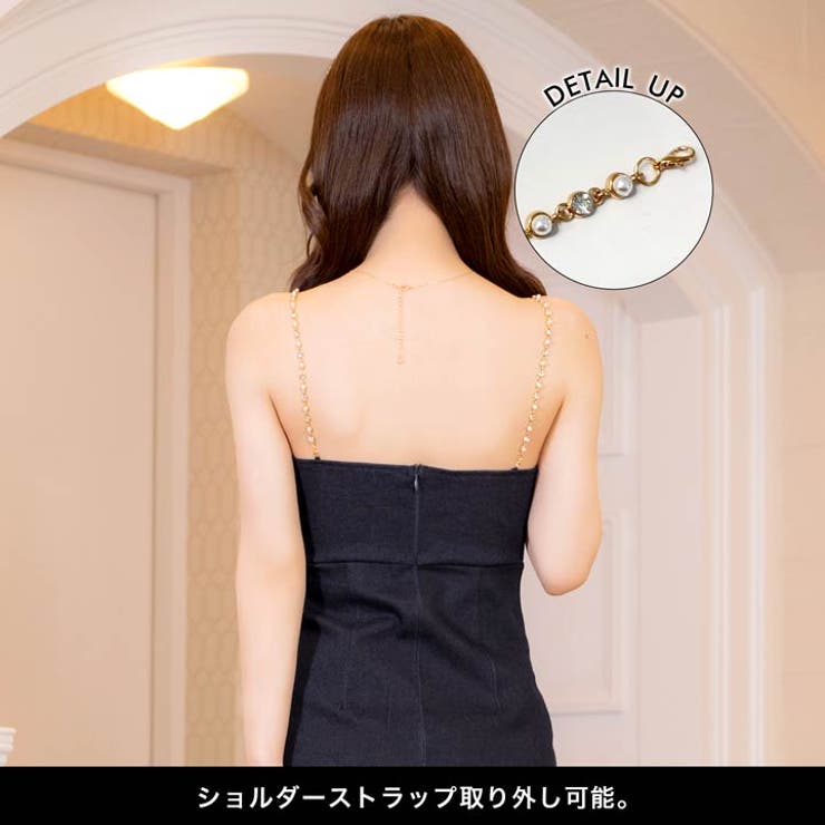 [XS~L 4サイズ展開] フロントリボンパールビジューキャミソールタイトミニド… | Dazzy | 詳細画像8 