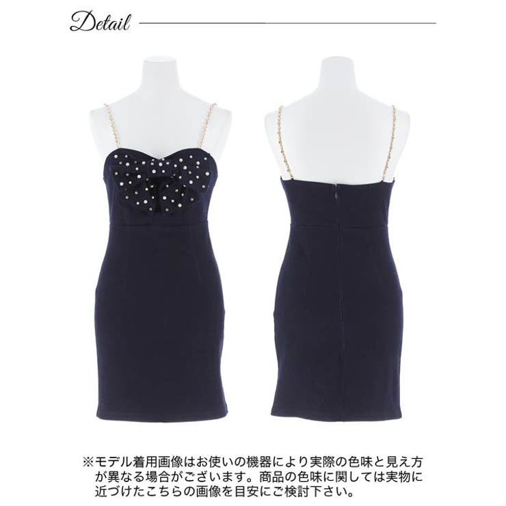 [XS~L 4サイズ展開] フロントリボンパールビジューキャミソールタイトミニド… | Dazzy | 詳細画像9 