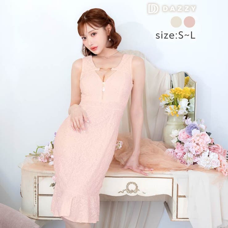 [明日花キララ着用] 高級総レースフロントジップマーメイド膝丈ドレス[SML 3… | Dazzy | 詳細画像6 