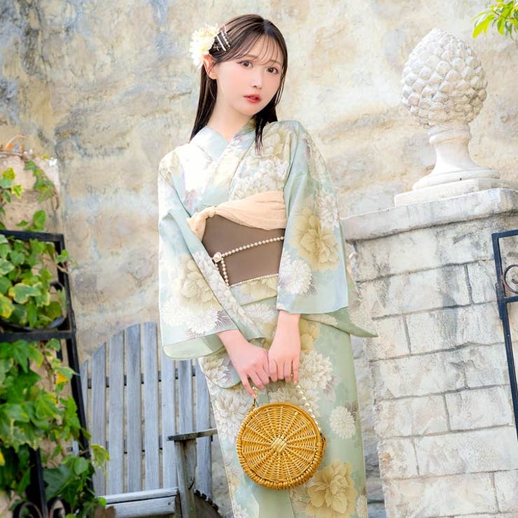 薄荷色牡丹柄浴衣【2025年新作 YUKATA by[品番：DY000032342]｜Dazzy