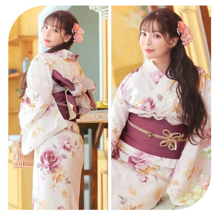 dazzy store　浴衣　淡桃水彩チューリップ柄　デイジー 淡桃水彩チューリップ柄浴衣[品番：DY000032338]｜Dazzy