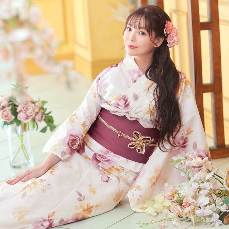 薔薇♥かわいい柄の浴衣♥6枚セット♥まとめ売り♥着用可リメイク素材♥練習用♥ 水彩×淡紫薔薇柄浴衣[品番：DY000032344]｜Dazzy（デイジー）の