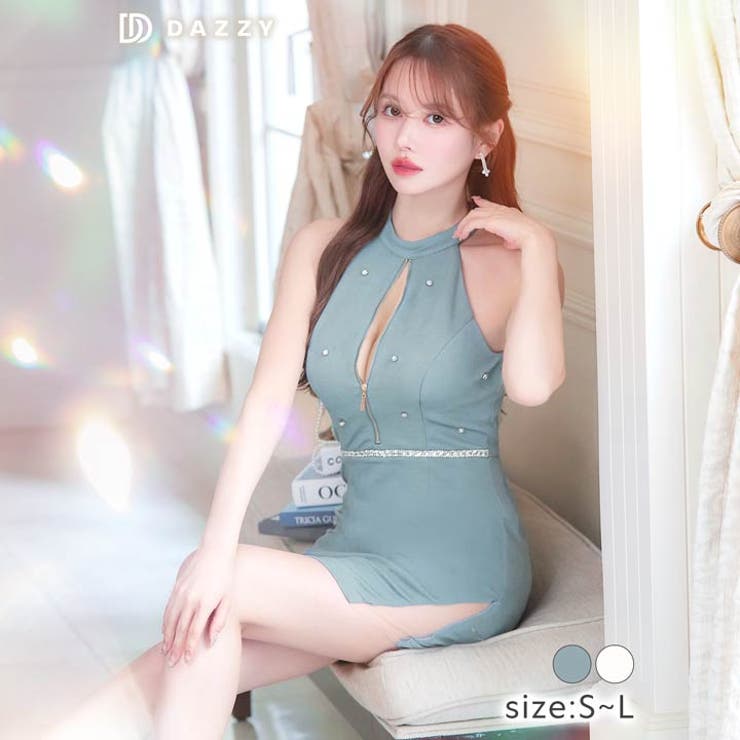 DAZZY ジップアップアメスリビジュータイトミニドレス【M】 DAZZY ジップアップアメスリビジュータイトミニドレス【M