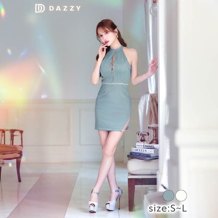 DAZZY ジップアップアメスリビジュータイトミニドレス【M】 SML/3サイズ展開] ジップアップアメスリビジュータイトミニ