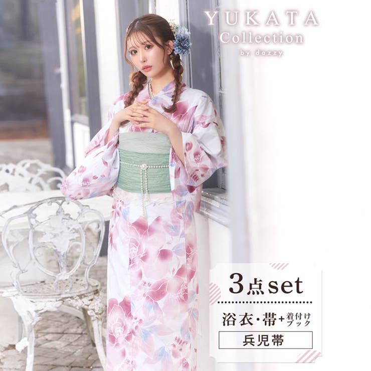 dazzy アンティーク薔薇柄 浴衣 2点SET]アンティーク薔薇柄浴衣【YUKATA by dazzy 2025】の通販