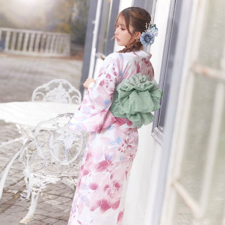 dazzy store　浴衣　淡桃水彩チューリップ柄　デイジー 淡桃水彩チューリップ柄浴衣[品番：DY000032338]｜Dazzy
