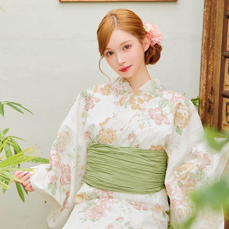 ♡姫系パステルイエロー薔薇柄浴衣♡ パステル二色薔薇柄浴衣[品番：DY000032573]｜Dazzy（デイジー