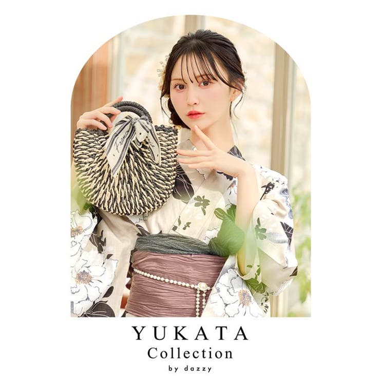3点SET]グレージュ×白薔薇柄浴衣【2025年新作 YUKATA by[品番