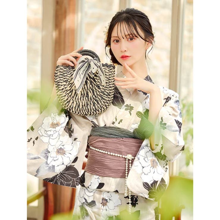 クレージュ 浴衣 新品 出来上がり ◇現代 有松鳴海絞 浴衣◇【グレーネイビー赤紫】細かい絞りで表現され