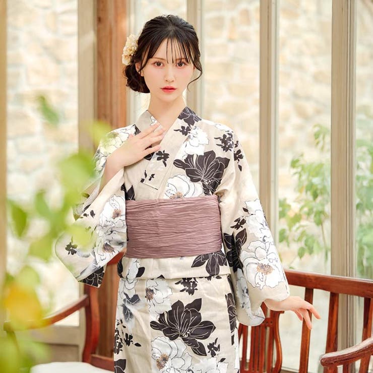 薔薇柄大人浴衣 浴衣 2点セット 薔薇 バラ 紺 黒 赤 黒地 吸水速乾 兵児帯 花柄 大人