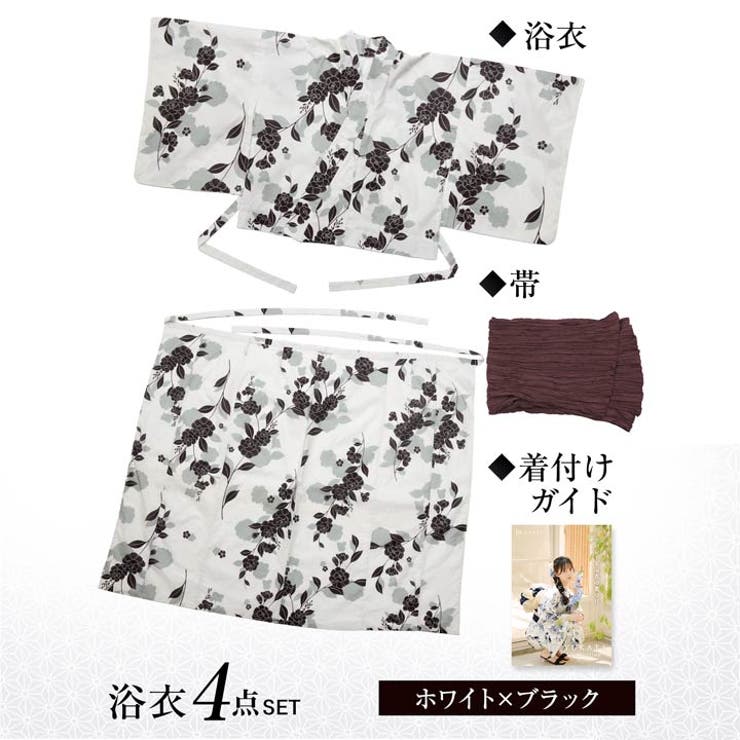 dazzy 花柄浴衣・帯セット　モノトーン牡丹柄浴衣 楽天市場】Dazzy [セパレート浴衣] [4点SET] モノトーン牡丹柄