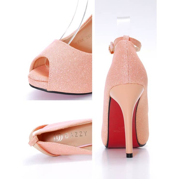 [10cmヒール] ラメアンクルストラップオープントゥパンプス [dazzyオリ… | Dazzy | 詳細画像5 