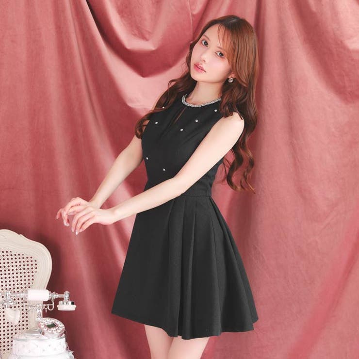 [Aライン] ワンカラーノースリーブビジューAラインミニドレス[XS~M 3サイ… | Dazzy | 詳細画像5 