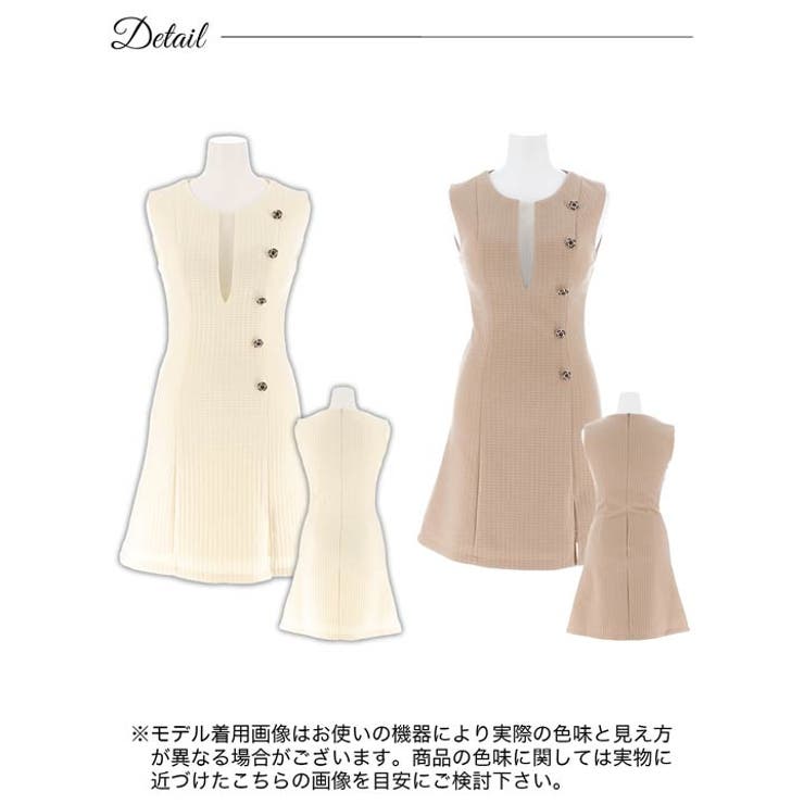 [Aライン] ノースリーブフロントシアースリットAラインミニドレス [SML | Dazzy | 詳細画像12 