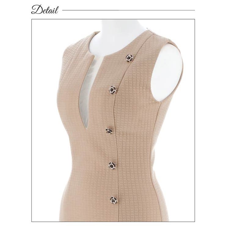 [Aライン] ノースリーブフロントシアースリットAラインミニドレス [SML | Dazzy | 詳細画像13 