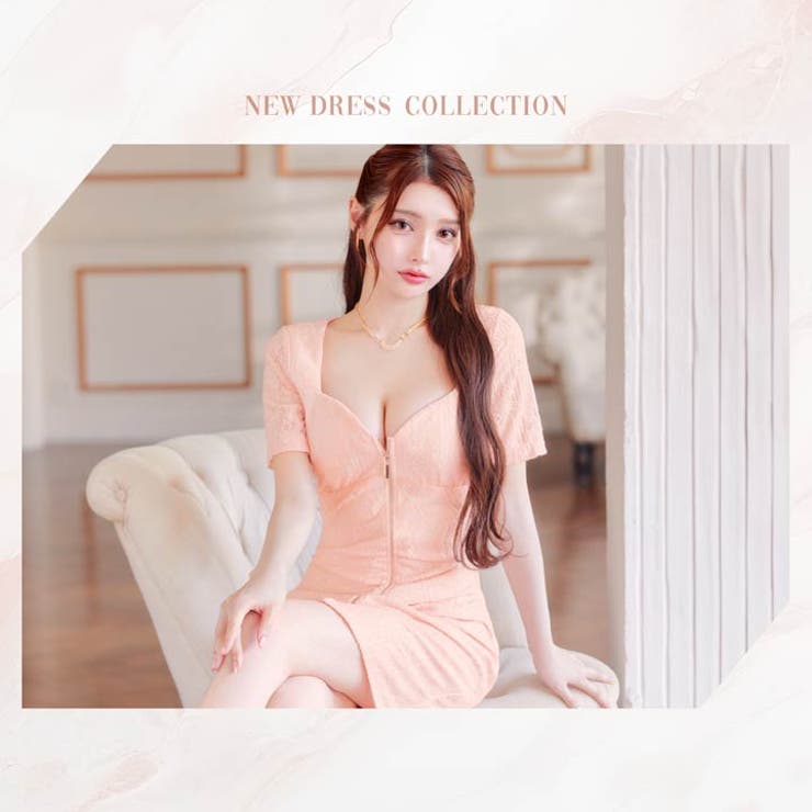 [SML 3サイズ展開] オールフラワーレースフロントジップシアー半袖タイトミニ… | Dazzy | 詳細画像13 