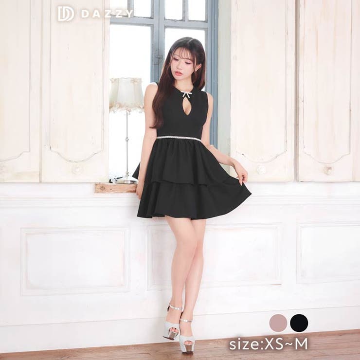 [Aライン] ティアードリボンビジューホールAラインミニドレス[XS~M 3サイ… | Dazzy | 詳細画像10 