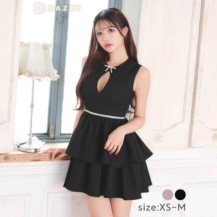 [Aライン] ティアードリボンビジューホールAラインミニドレス[XS~M 3サイ… | Dazzy | 詳細画像8 