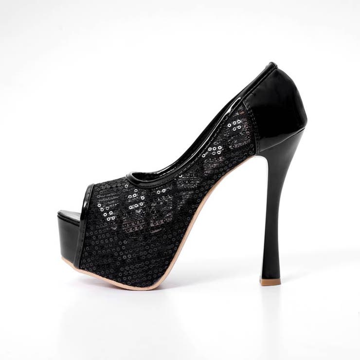 [13 5cmヒール] スパンコールメッシュオープントゥパンプス | Dazzy | 詳細画像6 